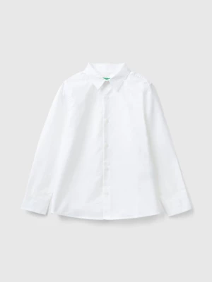 Benetton, Classic Shirt In Pure Cotton, size M, White, Kids United Colors of Benetton