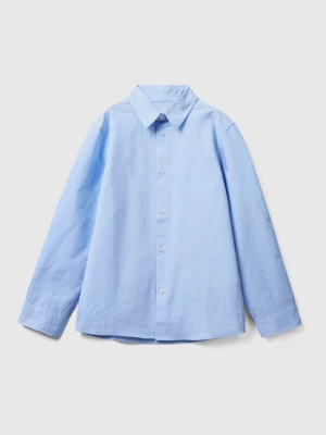 Benetton, Classic Shirt In Pure Cotton, size S, Sky Blue, Kids United Colors of Benetton