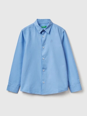 Benetton, Classic Shirt In Pure Cotton, Size: XL, Light Blue, Kids United Colors of Benetton