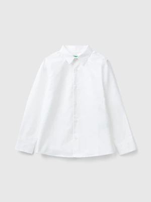Benetton, Classic Shirt In Pure Cotton, Size: XL, White, Kids United Colors of Benetton