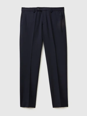 Benetton, Classic Slim Fit Trousers, Size: 54, Dark Blue, Men United Colors of Benetton