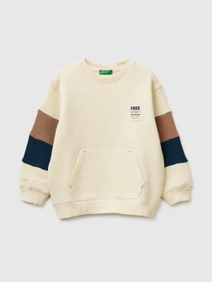 Benetton, Closed Color Block Sweatshirt, Size: 116, Creamy White, Kids United Colors of Benetton