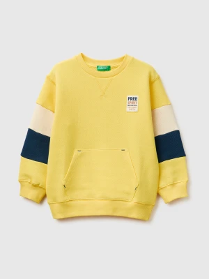 Benetton, Closed Color Block Sweatshirt, Size: 116, Yellow, Kids United Colors of Benetton