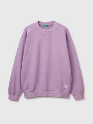 Benetton, Closed Sweatshirt With A Worn Look, Size: XS, Violet, Men United Colors of Benetton