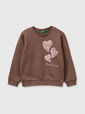 Benetton, Closed Sweatshirt With Embroidery, Size: 116, Brown, Kids United Colors of Benetton