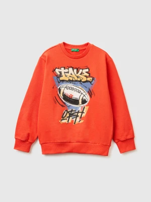 Benetton, Closed Sweatshirt With Print, Size: XL, Red, Kids United Colors of Benetton
