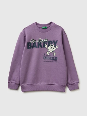 Benetton, Closed Sweatshirt With Print, Size: XL, Violet, Kids United Colors of Benetton