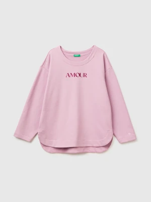 Benetton, Closed Sweatshirt With Print, Size: XXS, Pink, Women United Colors of Benetton