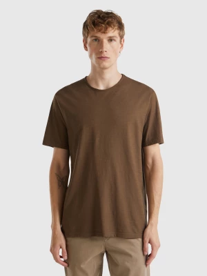 Benetton, Coffee T-shirt In Slub Cotton, size M, Brown, Men United Colors of Benetton