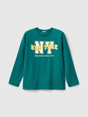 Benetton, College Style Long Sleeve T-shirt, size 2XL, Dark Green, Kids United Colors of Benetton