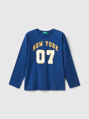 Benetton, College Style Long Sleeve T-shirt, size M, Blue, Kids United Colors of Benetton