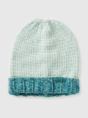 Benetton, Color Block Chenille Hat, Size: 104-116, Aqua, Kids United Colors of Benetton