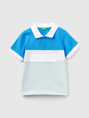 Benetton, Color Block Polo Shirt With Patch, size 104, Blue, Kids United Colors of Benetton