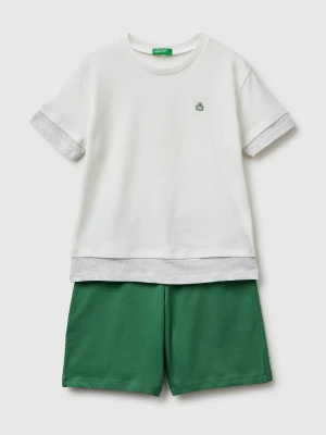 Benetton, Color Block Short Pajamas, Size: XL, Creamy White, Kids United Colors of Benetton