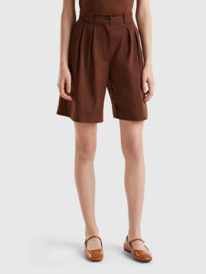 Benetton, Comfort Fit Bermudas, size , Dark Brown, Women United Colors of Benetton