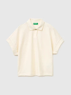 Benetton, Comfort Fit Polo Shirt, Size: XXS, Creamy White, Women United Colors of Benetton
