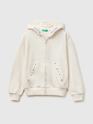 Benetton, Comfort Fit Rhinestone Sweatshirt, Size: XL, Creamy White, Kids United Colors of Benetton