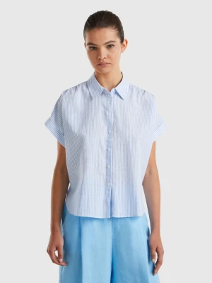 Benetton, Comfort Fit Striped Shirt, size M, Light Blue, Women United Colors of Benetton