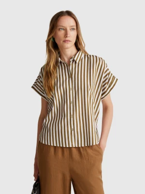 Benetton, Comfort Fit Striped Shirt, size XXS, Brown, Women United Colors of Benetton