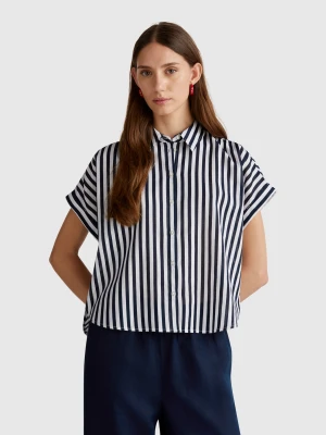Benetton, Comfort Fit Striped Shirt, size XXS, Dark Blue, Women United Colors of Benetton
