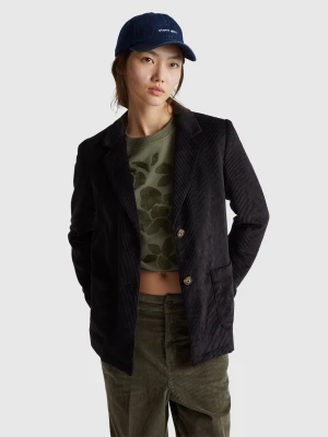 Benetton, Corduroy Blazer, Black, Women United Colors of Benetton