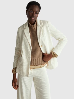 Benetton, Corduroy Blazer, Creamy White, Women United Colors of Benetton