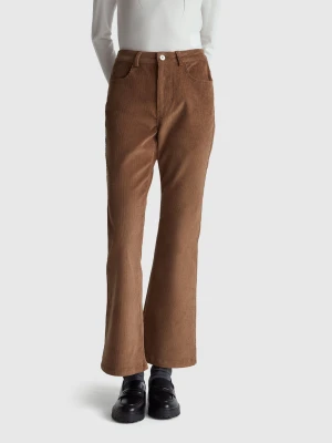 Benetton, Corduroy Bootcut Trousers, Size: S, Dark Brown, Women United Colors of Benetton