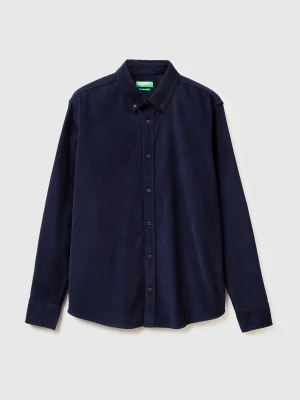 Benetton, Corduroy Button-down Shirt, Size: XS, Dark Blue, Men United Colors of Benetton