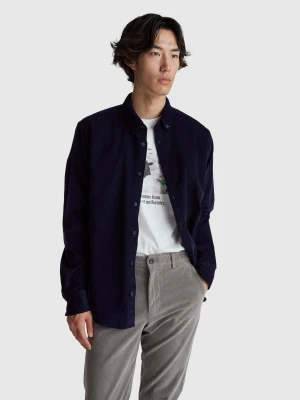 Benetton, Corduroy Button-down Shirt, Size: XS, Dark Blue, Men United Colors of Benetton