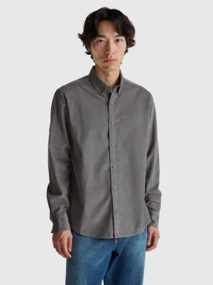 Benetton, Corduroy Button-down Shirt, Size: XS, Gray, Men United Colors of Benetton