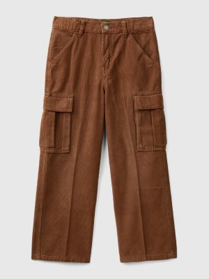 Benetton, Corduroy Cargo Trousers, size S, Brown, Kids United Colors of Benetton