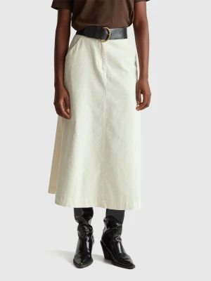 Benetton, Corduroy Mini Skirt, Creamy White, Women United Colors of Benetton