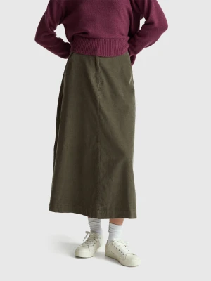 Benetton, Corduroy Mini Skirt, Military Green, Women United Colors of Benetton