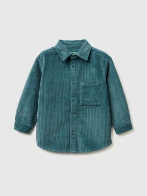 Benetton, Corduroy Shirt With Pocket, Size: 116, Turquoise, Kids United Colors of Benetton