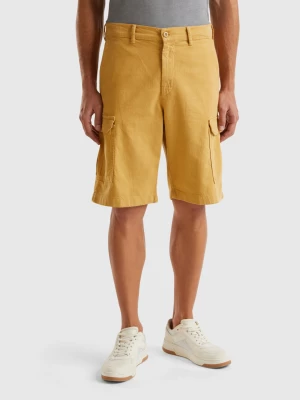 Benetton, Cotton Blend Cargo Shorts, size , Camel, Men United Colors of Benetton