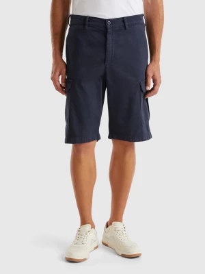 Benetton, Cotton Blend Cargo Shorts, size , Dark Blue, Men United Colors of Benetton