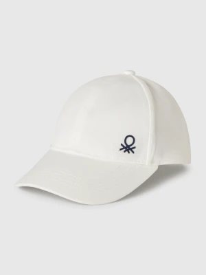 Benetton, Cotton Cap With Logo, Size: 98, White, Kids United Colors of Benetton