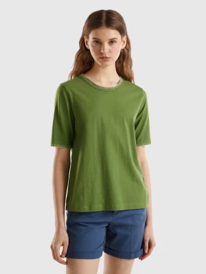 Benetton, Cotton Crew Neck T-shirt, size M, Military Green, Women United Colors of Benetton