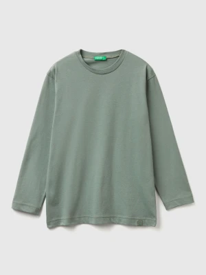 Benetton, Cotton Crew Neck T-shirt, Size: S, Military Green, Kids United Colors of Benetton