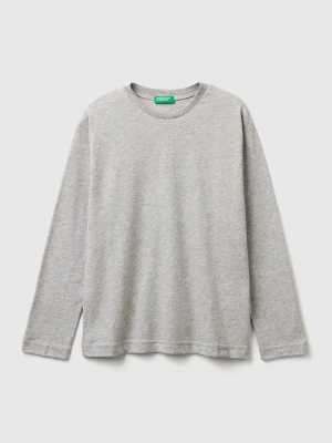 Benetton, Cotton Crew Neck T-shirt, Size: XL, Light Gray, Kids United Colors of Benetton