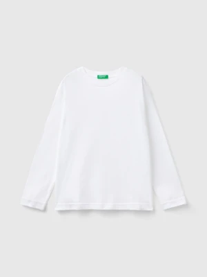Benetton, Cotton Crew Neck T-shirt, Size: XL, White, Kids United Colors of Benetton