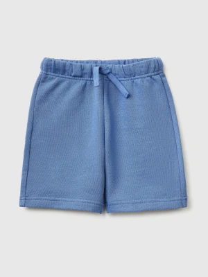 Benetton, Cotton Fleece Bermuda Shorts, Size: 116, Air Force Blue, Kids United Colors of Benetton