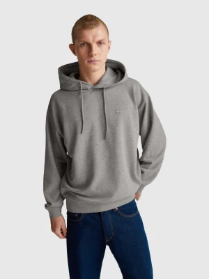 Benetton, Cotton Hoodie, Size: M, Light Gray, Men United Colors of Benetton