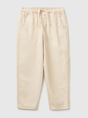 Benetton, Cotton Joggers With Drawstring, Size: XL, Creamy White, Kids United Colors of Benetton