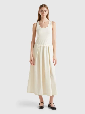 Benetton, Cotton Midi Dress, size XS, Creamy White, Women United Colors of Benetton