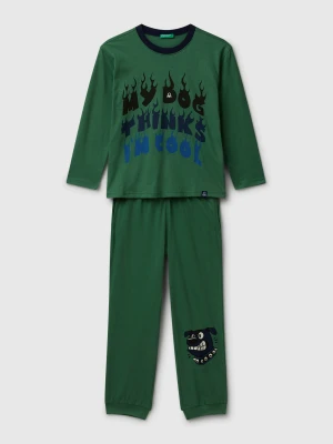 Benetton, Cotton Pyjamas With Print, size XXS, Green, Kids United Colors of Benetton