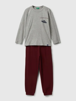Benetton, Cotton Pyjamas With Print, Size: XXS, Light Gray, Kids United Colors of Benetton