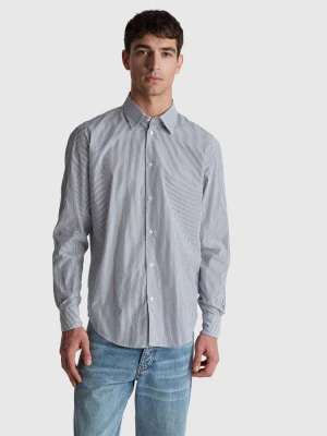 Benetton, Cotton Shirt With Pattern, Size: L, Light Gray, Men United Colors of Benetton