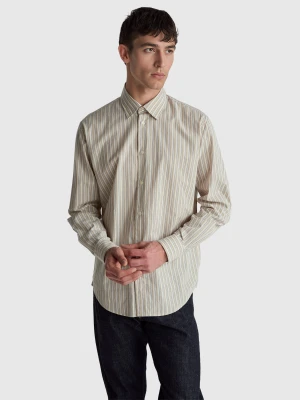Benetton, Cotton Shirt With Pattern, Size: XL, Beige, Men United Colors of Benetton