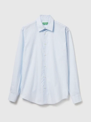 Benetton, Cotton Shirt With Pattern, Size: S, Light Blue, Men United Colors of Benetton